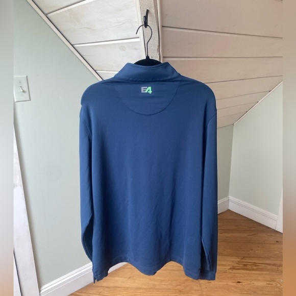Peter Millar Pullover Men’s Medium Blue Wicking Performance Quarter Zip Stretch - Picture 4 of 11